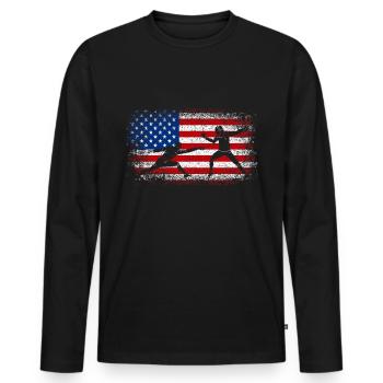 Usa American Flag Fencing 4th of july - Men's Premium Organic Long Sleeve Shirt - black - Front - Nico (187cm)