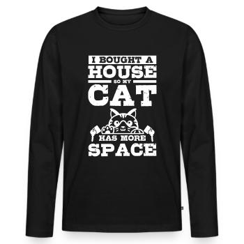 J’ai acheté un hous pour que mon chat ait plus d’espace - T-shirt manches longues Premium bio Homme - noir - Devant - Nico (187cm)