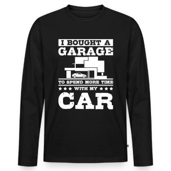 J’ai acheté un garage pour passer plus de temps avec ma voiture - T-shirt manches longues Premium bio Homme - noir - Devant - Nico (187cm)