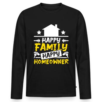 Famille heureuse propriétaire heureuse - T-shirt manches longues Premium bio Homme - noir - Devant - Nico (187cm)