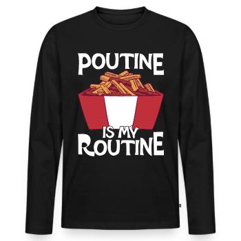 Poutine Canada Spécialité de restauration rapide - T-shirt manches longues Premium bio Homme - noir - Devant - Nico (187cm)