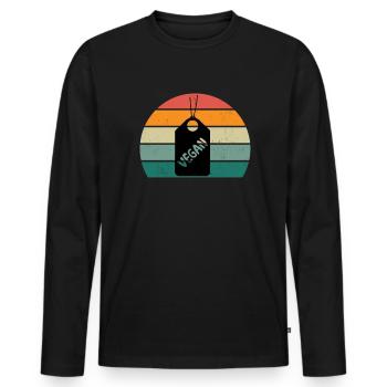 Veganer Veganerin Vegetarier Vegetarierin Pflanze - Männer Premium Bio Langarmshirt - Schwarz - Vorne - Nico (187cm)