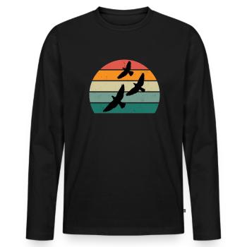 oiseaux volant planer air plumes plumes vol oiseau - T-shirt manches longues Premium bio Homme - noir - Devant - Nico (187cm)