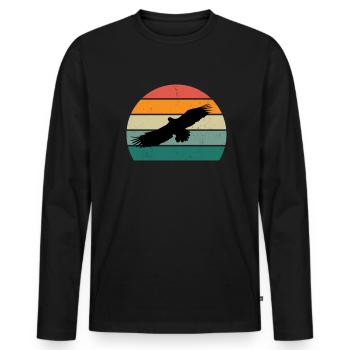 oiseaux volant planer air plumes plumes vol oiseau - T-shirt manches longues Premium bio Homme - noir - Devant - Nico (187cm)