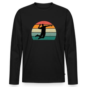 Volleyballerin Schmetterball Volley Volleyball - Männer Premium Bio Langarmshirt - Schwarz - Vorne - Nico (187cm)