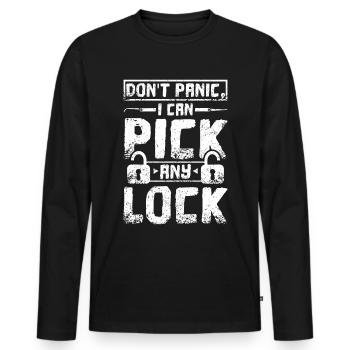 Don't panic I can pick any lock locksmith - Men's Premium Organic Long Sleeve Shirt - black - Front - Nico (187cm)