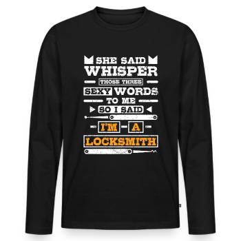 Three sexy words I'm a locksmith - Men's Premium Organic Long Sleeve Shirt - black - Front - Nico (187cm)