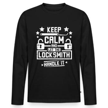 Keep calm and let the locksmith handle it - Men's Premium Organic Long Sleeve Shirt - black - Front - Nico (187cm)