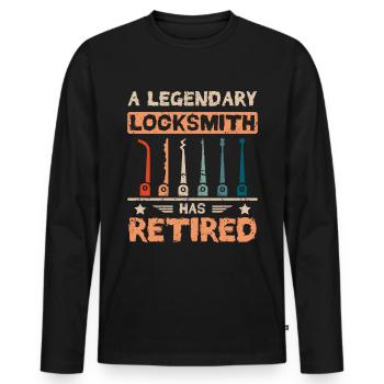 A legendary locksmith has retired - Men's Premium Organic Long Sleeve Shirt - black - Front - Nico (187cm)