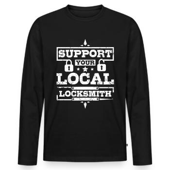Support your local locksmith - Men's Premium Organic Long Sleeve Shirt - black - Front - Nico (187cm)
