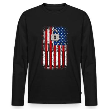 Usa American Flag Locksmith 4th of July - Men's Premium Organic Long Sleeve Shirt - black - Front - Nico (187cm)