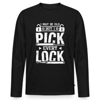 I may be old but I pick every lock locksmith - Men's Premium Organic Long Sleeve Shirt - black - Front - Nico (187cm)