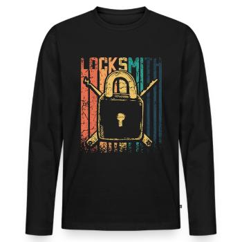 Retro Vintage Locksmith - Men's Premium Organic Long Sleeve Shirt - black - Front - Nico (187cm)