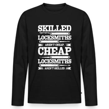 Les serruriers qualifiés ne sont pas bon marché - T-shirt manches longues Premium bio Homme - noir - Devant - Nico (187cm)