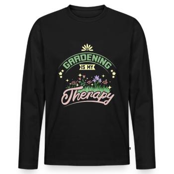 Gardening is my therapy - Männer Premium Bio Langarmshirt - Schwarz - Vorne - Nico (187cm)
