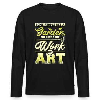 Some people see a garden I see a work of art - Männer Premium Bio Langarmshirt - Schwarz - Vorne - Nico (187cm)