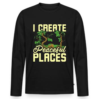 I create peaceful places gardening - Männer Premium Bio Langarmshirt - Schwarz - Vorne - Nico (187cm)