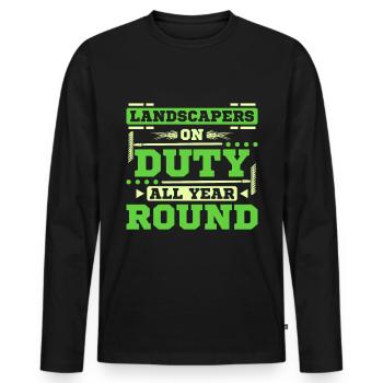 Landscaper on duty all year round - Männer Premium Bio Langarmshirt - Schwarz - Vorne - Nico (187cm)
