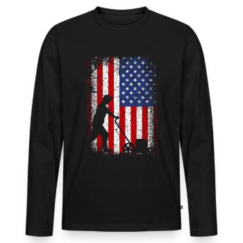 Usa american flag landscapers 4th of july - Männer Premium Bio Langarmshirt - Schwarz - Vorne - Nico (187cm)