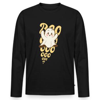 Boo halloween niedlicher geist - Männer Premium Bio Langarmshirt - Schwarz - Vorne - Nico (187cm)