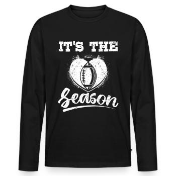 It's the season american football - Männer Premium Bio Langarmshirt - Schwarz - Vorne - Nico (187cm)