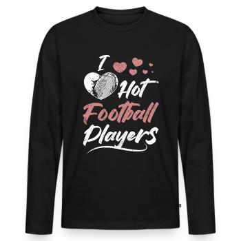 I Hot football players - Männer Premium Bio Langarmshirt - Schwarz - Vorne - Nico (187cm)