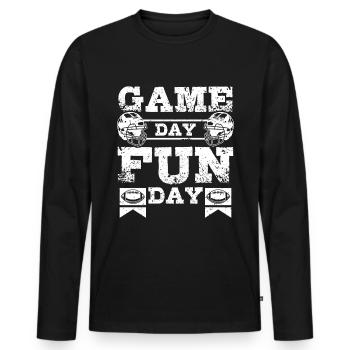 Game day fun day american football - Männer Premium Bio Langarmshirt - Schwarz - Vorne - Nico (187cm)