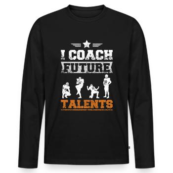 I coach future talents american football - Männer Premium Bio Langarmshirt - Schwarz - Vorne - Nico (187cm)