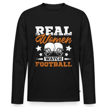 Real women watch football - Männer Premium Bio Langarmshirt - Schwarz - Vorne - Nico (187cm)