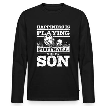 Happiness is paying football with my son - Männer Premium Bio Langarmshirt - Schwarz - Vorne - Nico (187cm)
