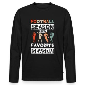 Football season is my favorite season - Männer Premium Bio Langarmshirt - Schwarz - Vorne - Nico (187cm)