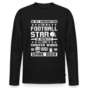 American football eat chicken wings and beer - Men's Premium Organic Long Sleeve Shirt - black - Front - Nico (187cm)