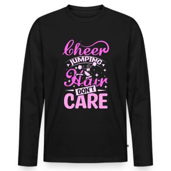 Cheer jumping hair don't care - Männer Premium Bio Langarmshirt - Schwarz - Vorne - Nico (187cm)