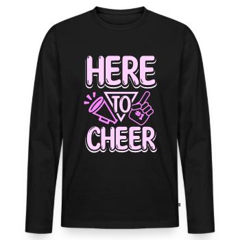 Here to cheer - Men's Premium Organic Long Sleeve Shirt - black - Front - Nico (187cm)