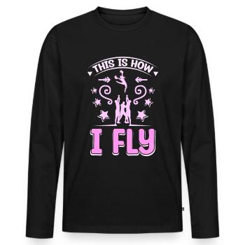 This is how I fly cheer girl - Männer Premium Bio Langarmshirt - Schwarz - Vorne - Nico (187cm)