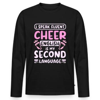 I speak fluent cheer - Männer Premium Bio Langarmshirt - Schwarz - Vorne - Nico (187cm)