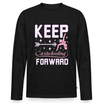Keep catwheelig forward - Männer Premium Bio Langarmshirt - Schwarz - Vorne - Nico (187cm)