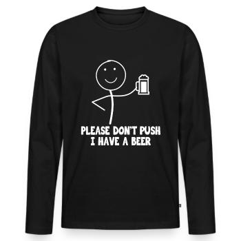 Stick Figure Stickman J’ai une bière - T-shirt manches longues Premium bio Homme - noir - Devant - Nico (187cm)