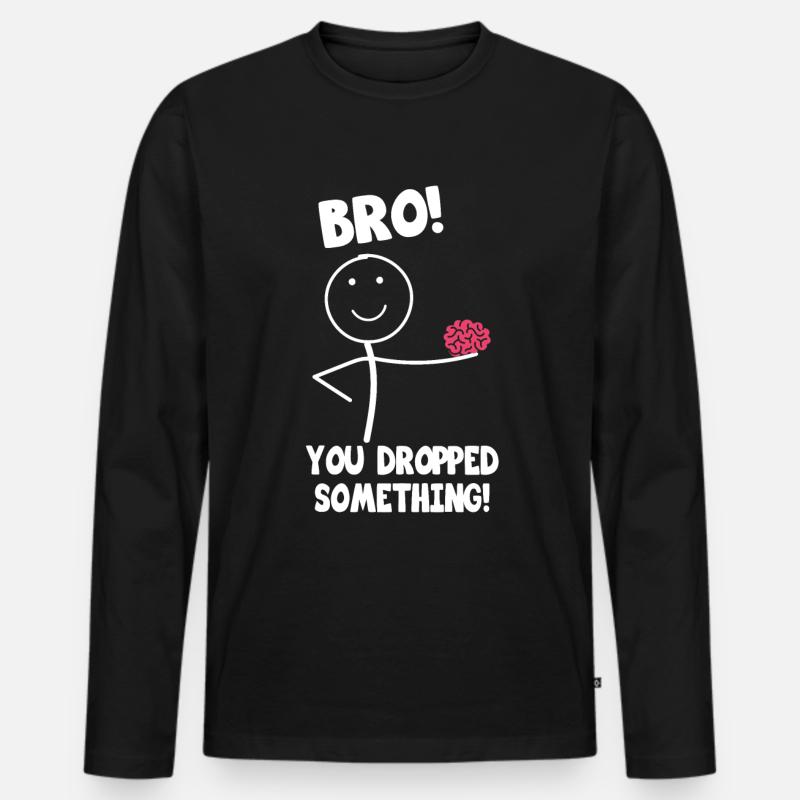 Strichmännchen Gehirn - Männer Premium Bio Langarmshirt - Schwarz
