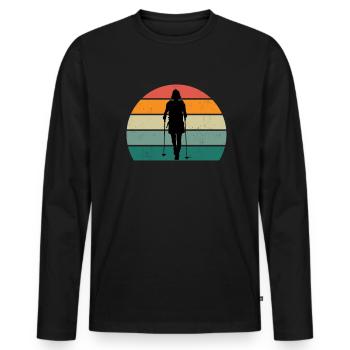 Randonneurs Randonneurs Montagnes Vallées de montagne Vallées Randonnée - T-shirt manches longues Premium bio Homme - noir - Devant - Nico (187cm)