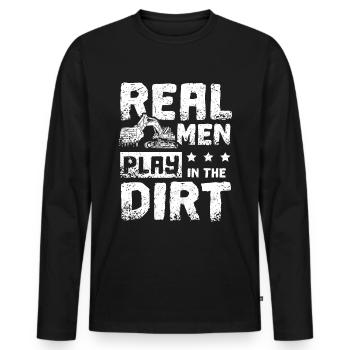 Real men play in the dirt excavator driver - Männer Premium Bio Langarmshirt - Schwarz - Vorne - Nico (187cm)