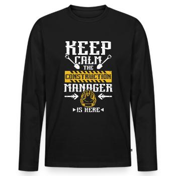 Keep calm the consruction manager is here - Männer Premium Bio Langarmshirt - Schwarz - Vorne - Nico (187cm)