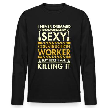 Sexy constucion worker - Männer Premium Bio Langarmshirt - Schwarz - Vorne - Nico (187cm)