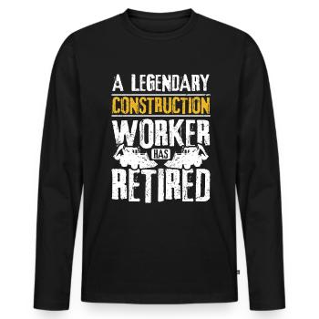 A legendary construction worker has retired - Männer Premium Bio Langarmshirt - Schwarz - Vorne - Nico (187cm)