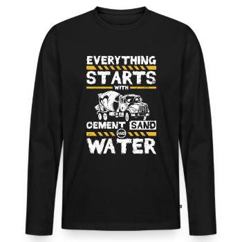 Everything starts with cement sand and water - Männer Premium Bio Langarmshirt - Schwarz - Vorne - Nico (187cm)