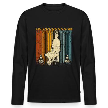 Retro vintage construction worker - Männer Premium Bio Langarmshirt - Schwarz - Vorne - Nico (187cm)