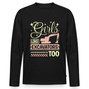 Girls like excavators too - Männer Premium Bio Langarmshirt - Schwarz - Vorne - Nico (187cm)