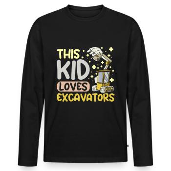 This kid loves excavators - Männer Premium Bio Langarmshirt - Schwarz - Vorne - Nico (187cm)