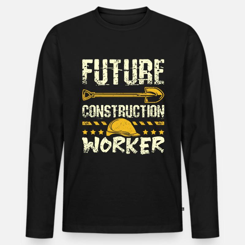 Future construction worker - Männer Premium Bio Langarmshirt - Schwarz
