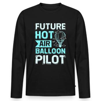 Future montgolfière - T-shirt manches longues Premium bio Homme - noir - Devant - Nico (187cm)